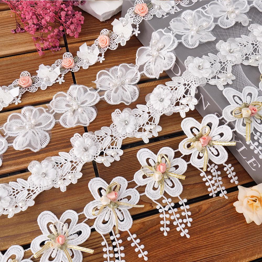 Flower Embroidered Lace Trim Ribbon For Crafts Wedding Dress Sewing Accessories Diy Material Needlework Decorative Fabric