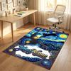 Starry Night Cat Dreamscape Theme Soft Crystal Velvet Rug Custom Name & Text Print Non Slip Floor Rug for Bedroom Living Room