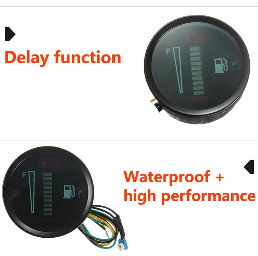12V 52mm Car Motorcycle 10LED Fuel Level Meter Gauge Sensor Universal