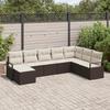 8-piece Garden Sofa Set with Brown Poly Rattan Cushions, 2-seater Garden Sofa with Storage and 3355167