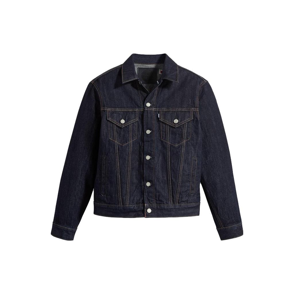 Levis Solid Color Square Neck Single Breasted Long Sleeve Jacket Men Jackets Dark-Blue A5883-0000