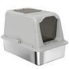 Extra Large Stainless Steel Litter Box, Enclosed Cat Litter Tray with Scoop, Deodorizer Bag, Front-Entry and Top-Exit