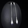 Chinese Style 925 Sterling Silver Long Earrings Women Jewelry 2022 New Trendy Lapis Lazuli Bouquet Flower Dangle Earrings EH088