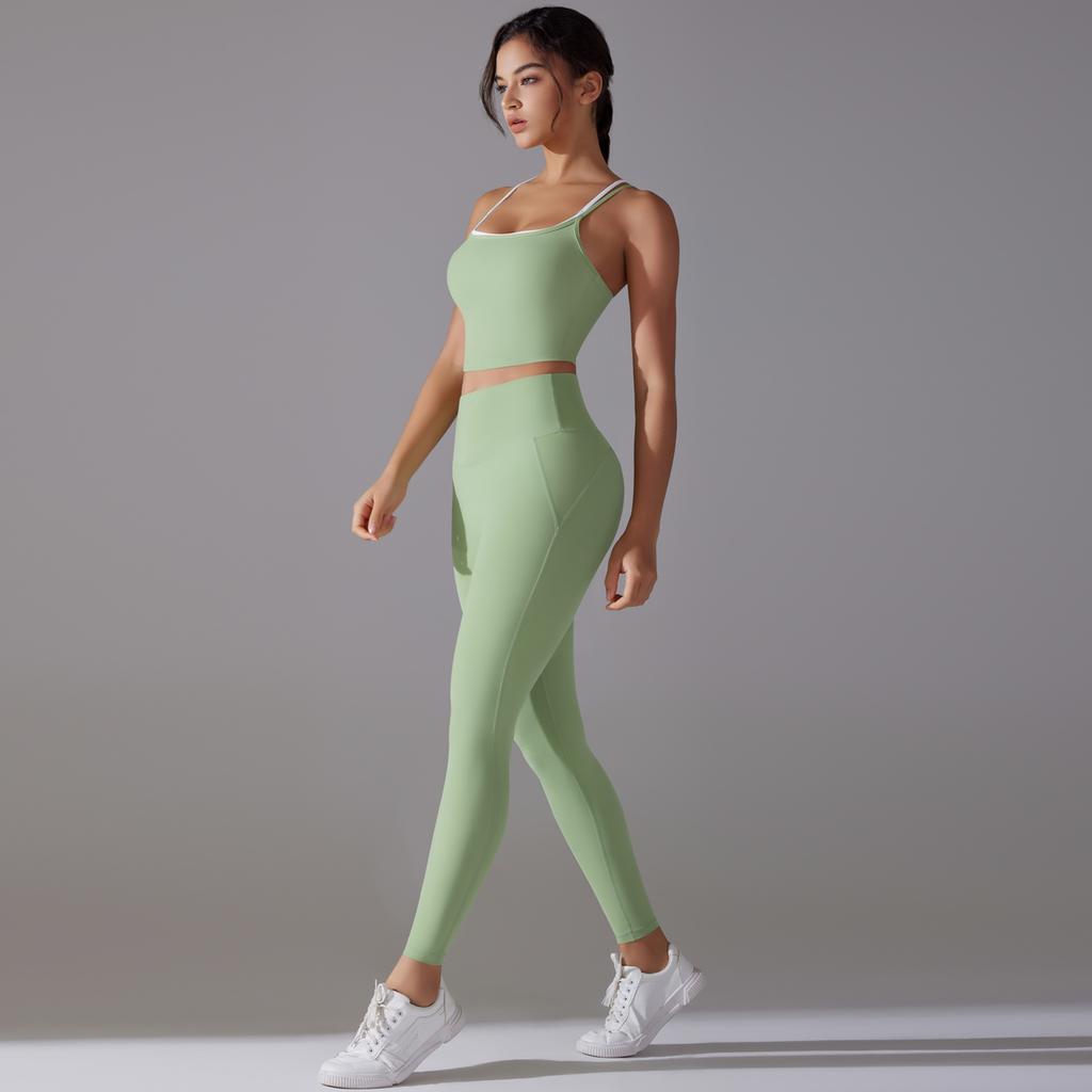 Back Cross Yoga Outfit Auroth Women Gym Set Beauty Back Bra High Waist Running Leggings Fitness Outfits