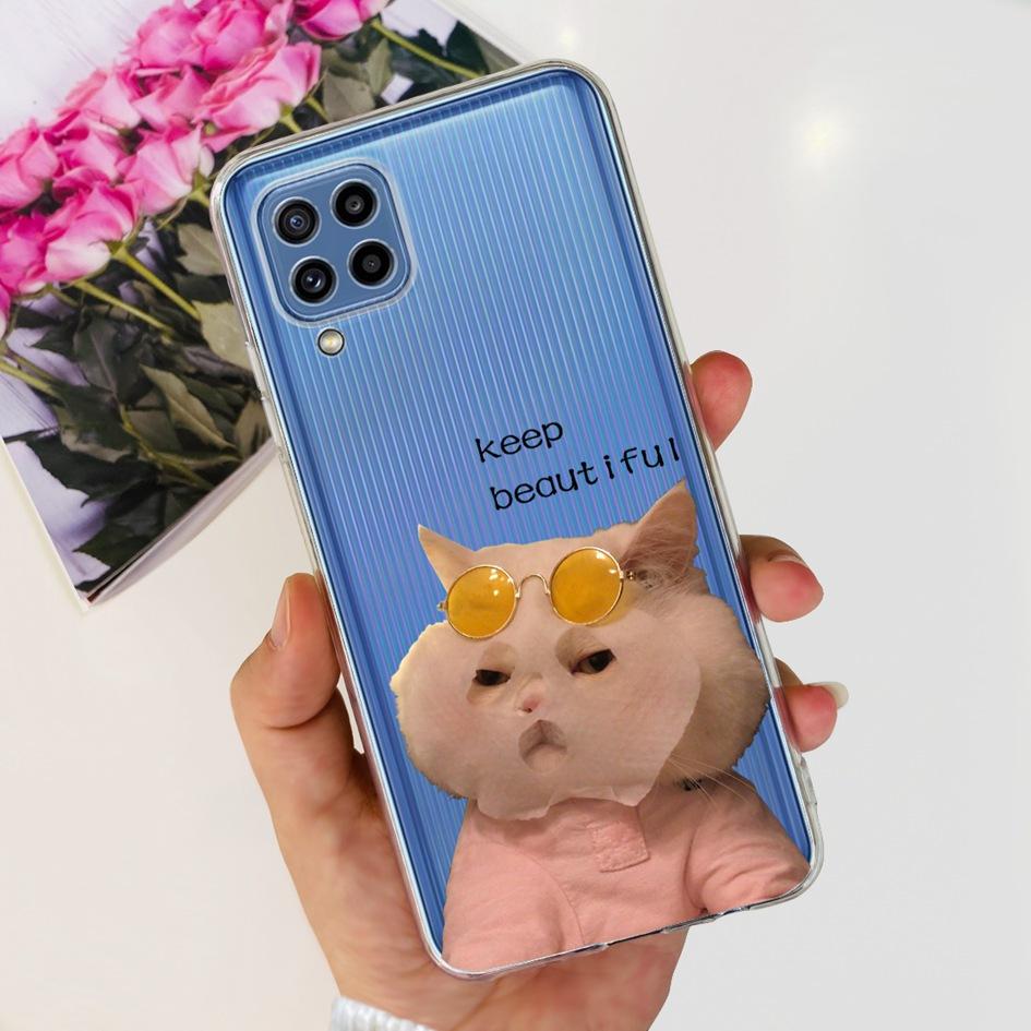 Чехол для Samsung Galaxy M32 SM-M325F Популярный Цветок Прозрачный Силикон Мягкий ТПУ Funda Для Samsung M32 4G M 32 GalaxyM32 Бампер