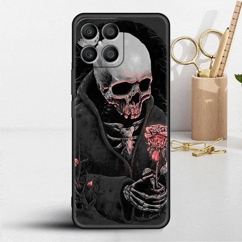 Ретро Чехол с Черепом и Бабочкой для Honor X8 X8a 90 X9a 8X 70 50 20 Magic5 Pro 9X P60 P50 Черный Мягкий Чехол для Телефона