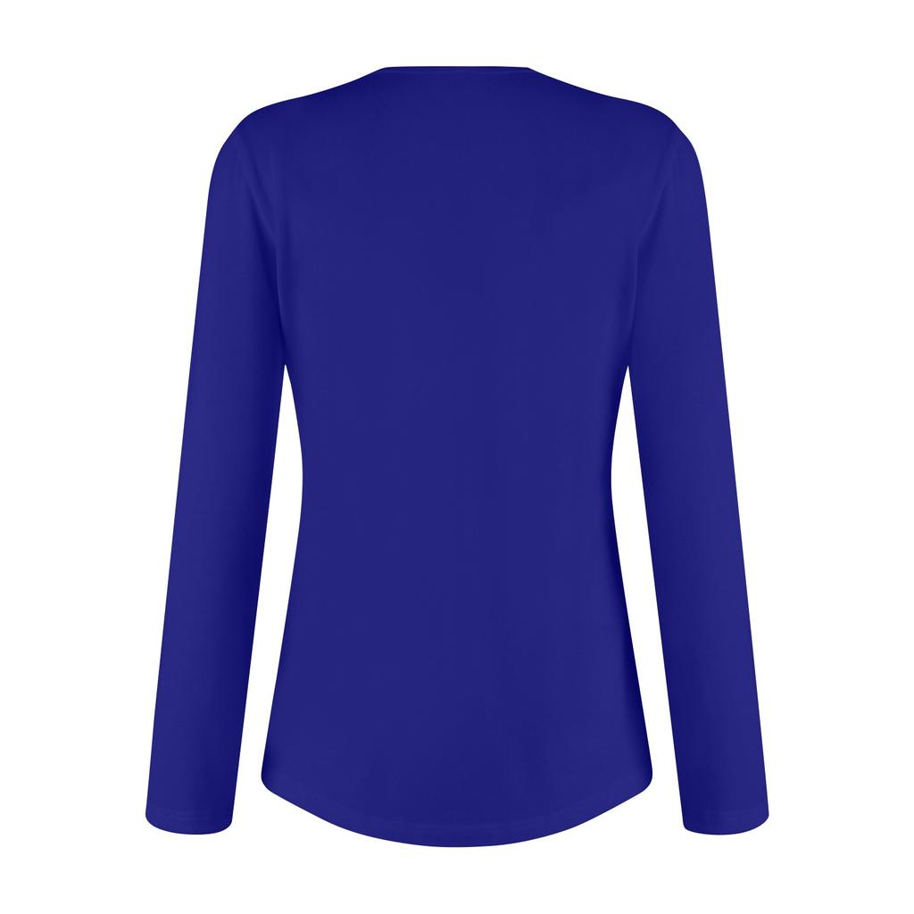 Женская мода повседневная рубашка с длинным рукавом, однотонные топы с V-образным вырезом