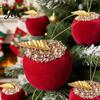 Coordinated Holiday Decor Scheme Velvet Florcking Christmas Ornaments, Glitter Sequins Fruit Mushroom Acorn Hanging Decoration, Tree for Home
