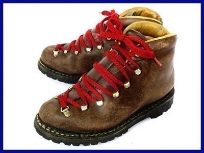 70-е - 80-е? Винтажные кожаные треккинговые ботинки Vibram Roccia Block с трехслойной подошвой, темно-коричневые, 5 / 23.5-24.0(ИСПОЛЬЗОВАЛ)