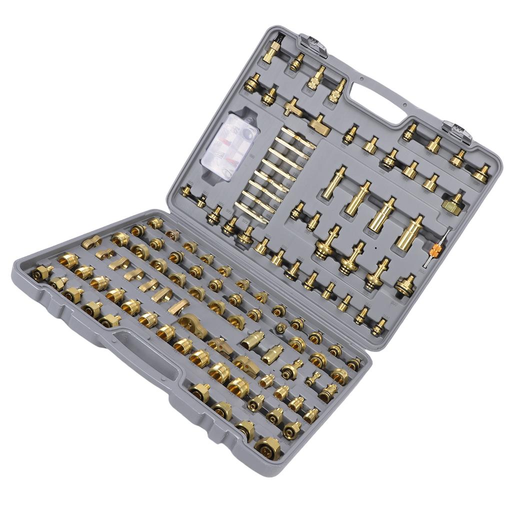 122 шт. Комплект для тестирования утечек автомобильного кондиционера, многофункциональный латунный набор инструментов для обнаружения утечек и ремонта автокондиционера для автомобиля