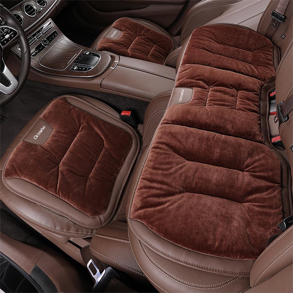 JNK3 Car Seat Cover Auto Chair Front Rear Flannel Warm Breathable Cushion For Skoda Octavia MK2 MK3 2 A7 Fabia Karoq Kodiaq VII Rapid