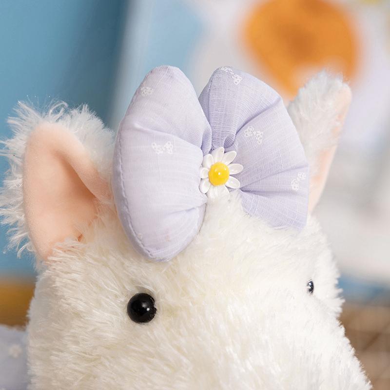 Stuffed Doll Multi Size White West Highland Terrier Soft Plush Bow Lace Collar Cute Home Decor Holiday Gift Collection