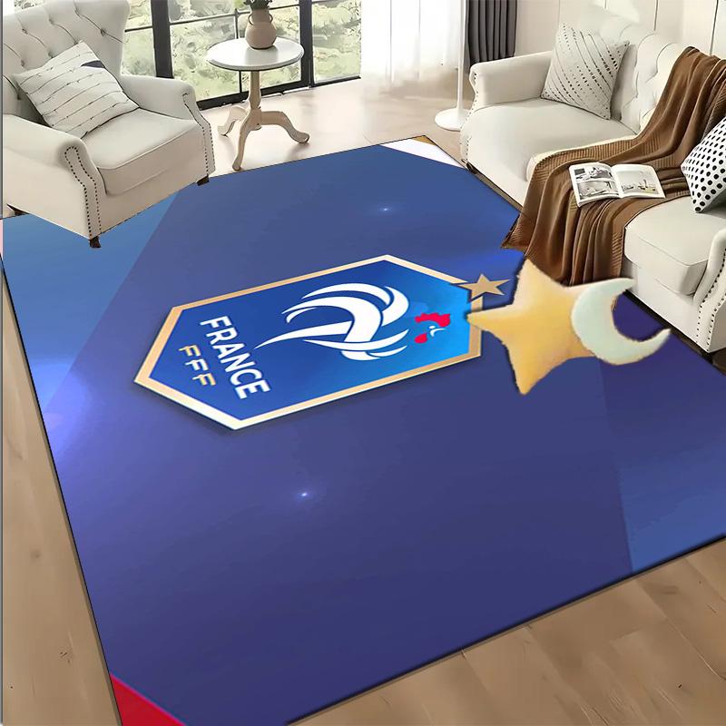 1PC France Football Emblem Floor Mat for Living Room, Game Rooms, Office, Bedroom, Office Floor Mat Playful Design, Christmas fan gifts