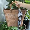 New Bamboo Bag Shopping Basket Handlebar Retro Simple Going Out Large Capacity Versatile Woven Bag Handbag