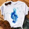 Новая женская футболка с принтом Music Note Heartbeat, хипстерская футболка с короткими рукавами, женская модная черная футболка в стиле Харадзюку