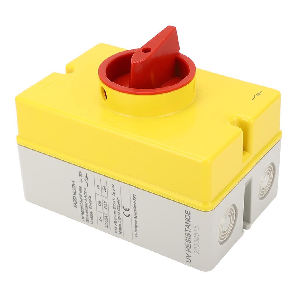 Solar Disconnect Switch 4P 415V 25A PV Isolator Switch IP66 Waterproof Box for Outdoor