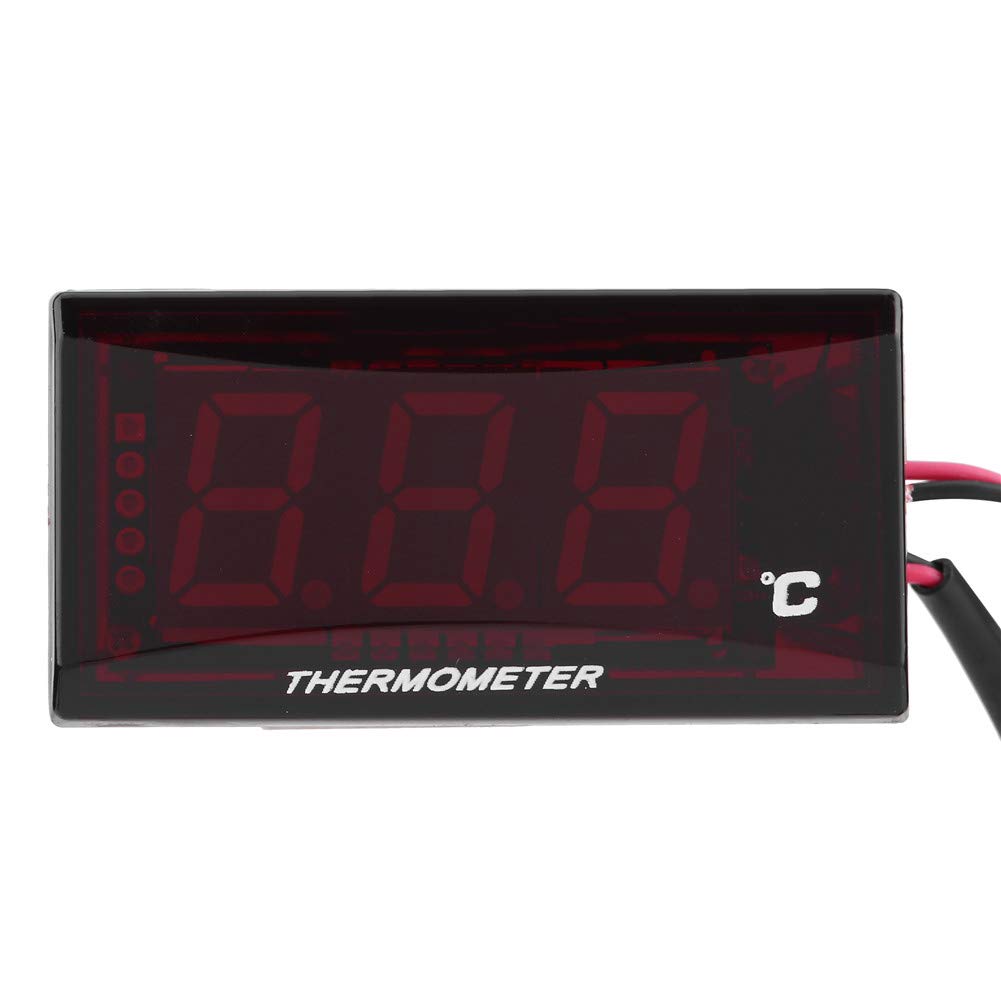 Keenso Universal Car Motorcycle Digital Equipment Temperature Gauge Temperature Meter Red LED Light (Black)