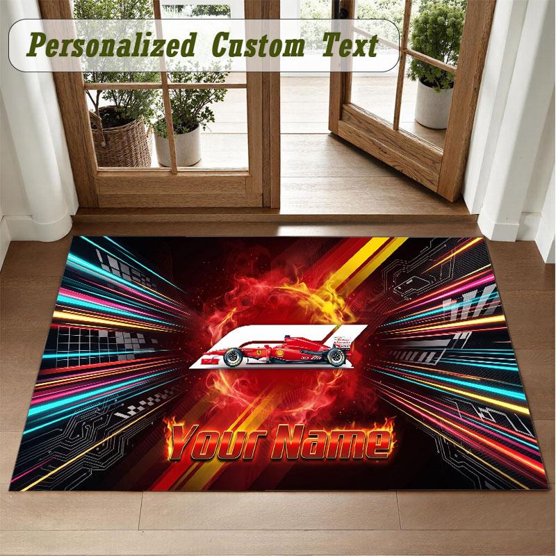 Crystal Velvet Square Rug Custom NameF1 Pattern Non Slip Home Floor Decor Rug