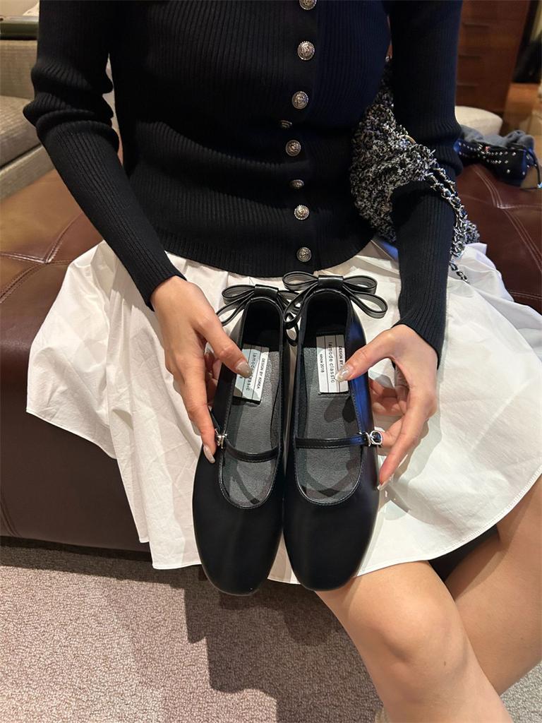 Fashion IPPEUM Flat Shoes Women Ballerina Zapatos Mujer Black PU Leather Mary Jane Round Toe Ballet Flats