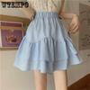 Женская дизайнерская юбка трапециевидной формы с нишей и рюшами, женская летняя тонкая милая пышная маленькая распашная юбка с высокой талией