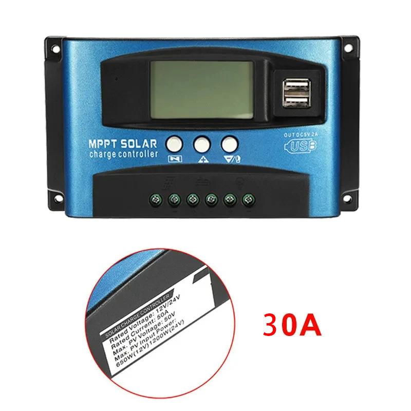 Солнечный контроллер заряда 12В 24В 60А 80А 100А Двойной USB ЖК-дисплей Автоматический MPPT Зарядное устройство для панелей Регулятор с нагрузкой