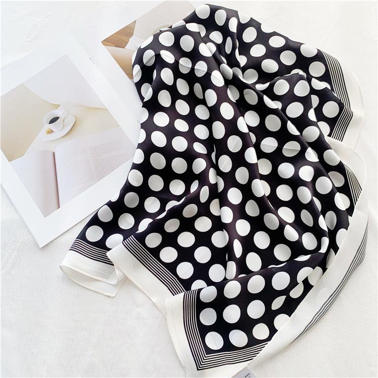 French Romantic Polka Dot Versatile Mulberry Silk Scarf Women'S Satin Silk 70 Square Scarf Spring And Summer Scarf Silk Scarf