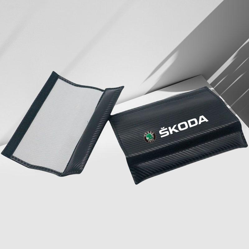 ABC3 2Pcs Car Seat Belt Cover Shoulder Protector Cushion Pad for Skoda Octavia 2 3 Fabia Superb Rapid Kodiaq Karoq Auto Accessories