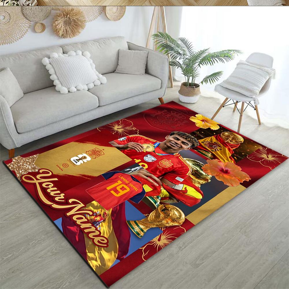 Lamin Yamal Customized Name Floor Rug Office Rug Design For Outdoor Living Rooms Entryway Kitchen Antislip Carpet Anime Office Decor Wedding Party Gif