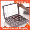New Velvet Glass Ring Earring Jewelry Display Organizer Box Tray Holder Storage Case Amagi