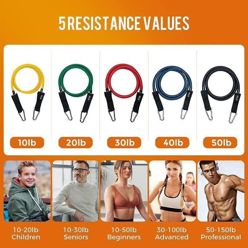 11pcs Resistance Bands Set Bodybuilding Exercise Equipment Fitness Elastic Rope Strength Training Tensioner Workout Expander