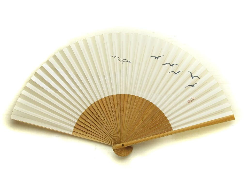 Камомэ для сделано в Японии бумажный веер с японским Кё-сэнсу (Японский веер) мужчины, Киото, двухсторонний узор.