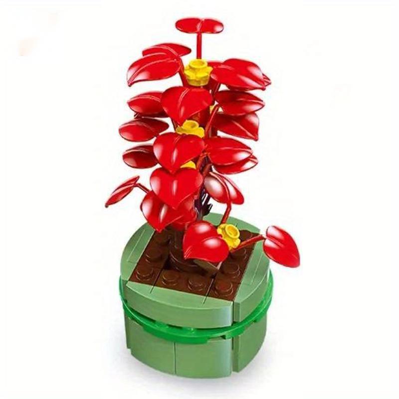 Non-Toxic Plant Bonsai Potted Set Preserved Flower Bouquet Succulent Model Building Blocks Kids Puzzle Diy Toys Bricks Christmas Gifts