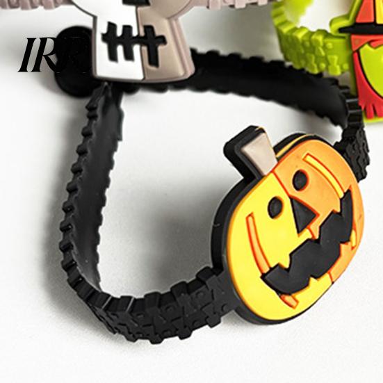 Holiday Decoration for Kids 8 Pcs Halloween Bracelets, Adjustable Soft PVC Wrist Straps Adults, Wristbands Children Cartoon Pumpkin Witch Trick