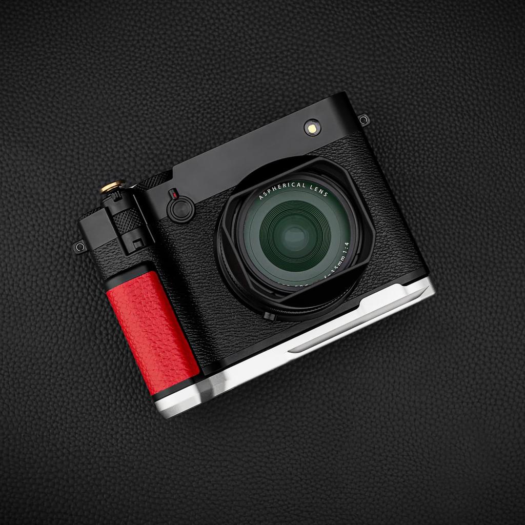 Haoge HandGrip handle grip bracket for Fujifilm GFX100RF camera silver bottom L-shaped body, plate.