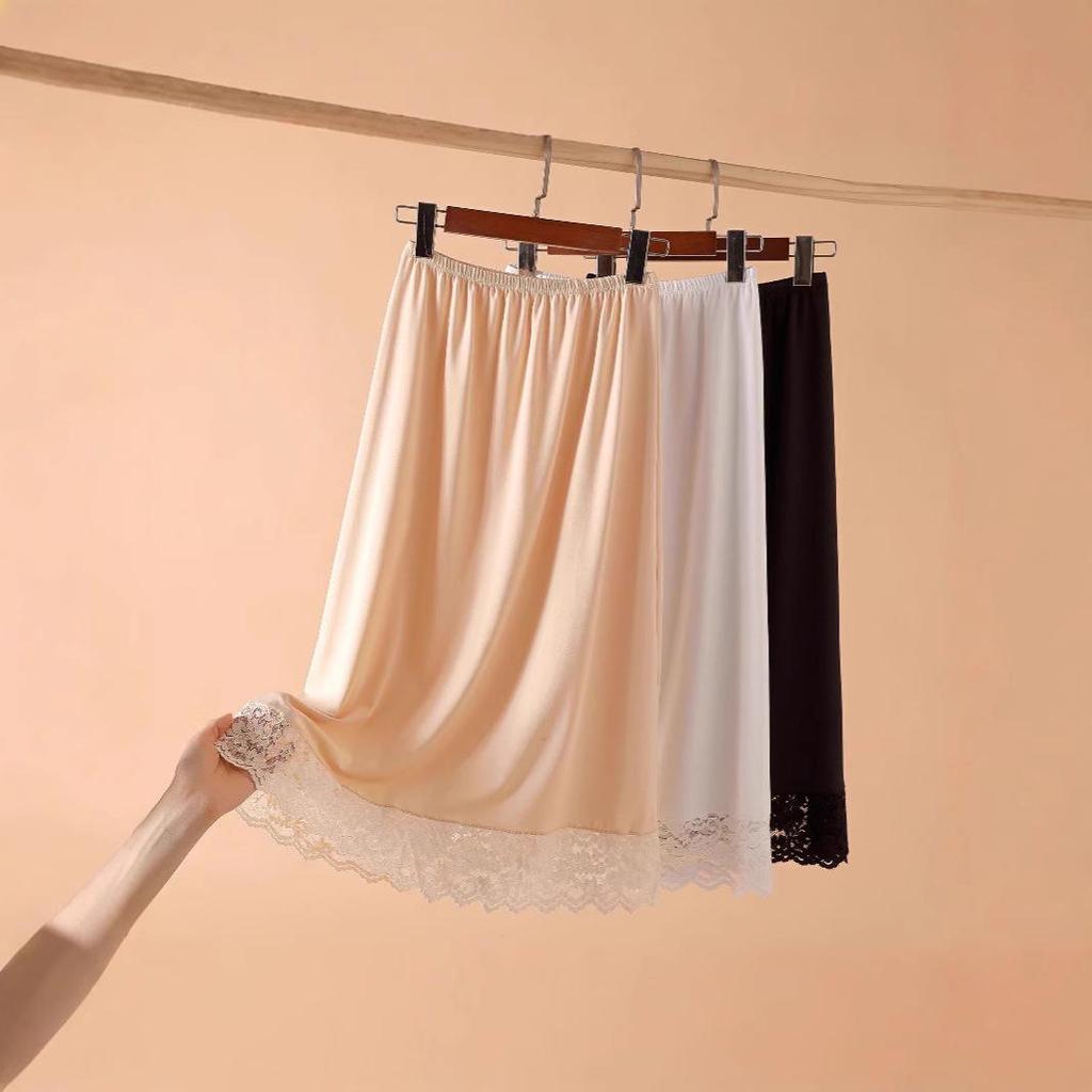 Европейская и американская юбка-трапеция из непрозрачного кружева с подкладкой средней длины