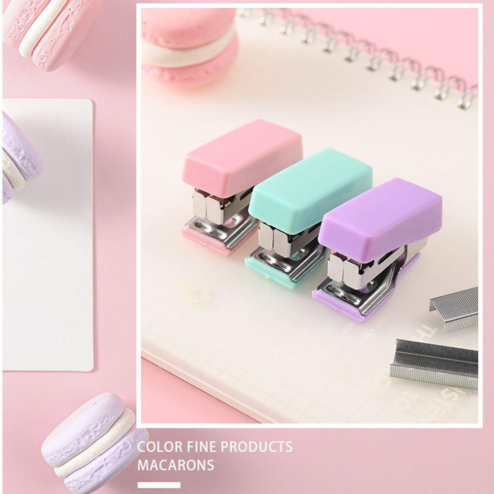 Cute Mini Morandi Color Student Supplies Stapler Set With Staples Binding Tools