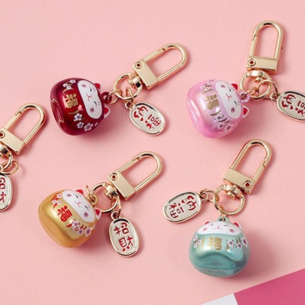 Fashion Cartoon Cat Pendant Anti-lost Car Key Ring Japanese Lucky Cat Keychains Ornaments Gifts