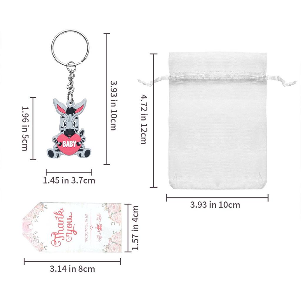 Pack of 30 Animal Keyrings Cute Animal Keychains Zebra Keychain Perfect for Key and Bag Jewelry Inspirational Keychain