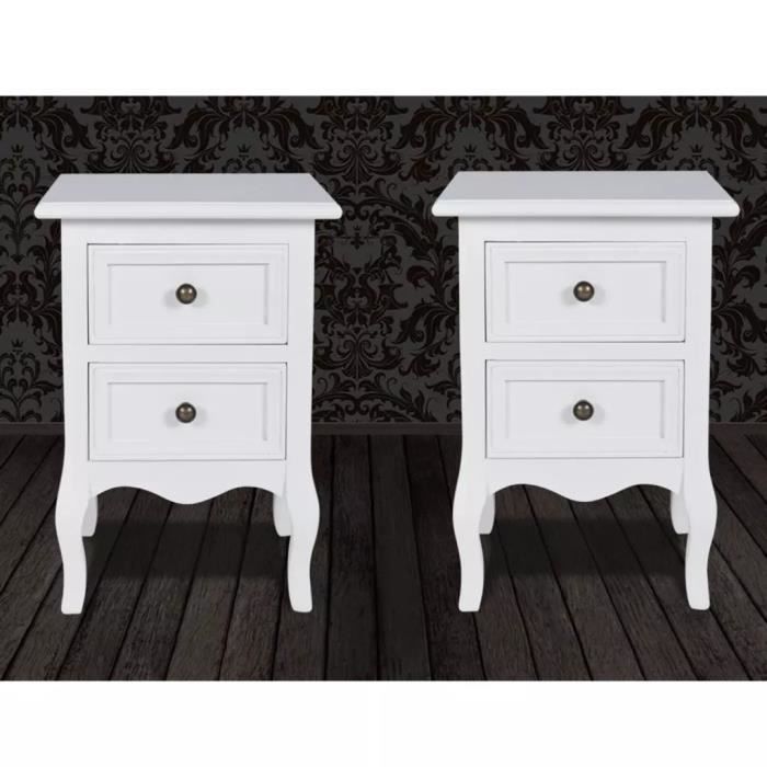 VidaXL Table de chevet 2 pcs avec 2 tiroirs MDF Blanc