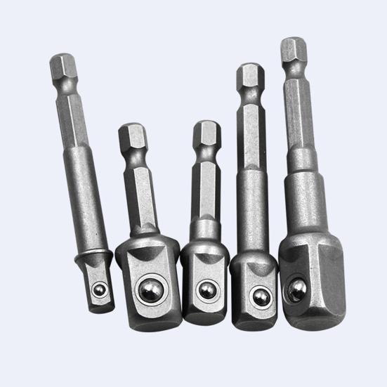 3/8Pcs Socket Adapter Rod Hex Shank To Square Head 1/4 3/8 1/2-Inch Air Screwdriver Socket Connector Rod Impact Driver Extension Bar