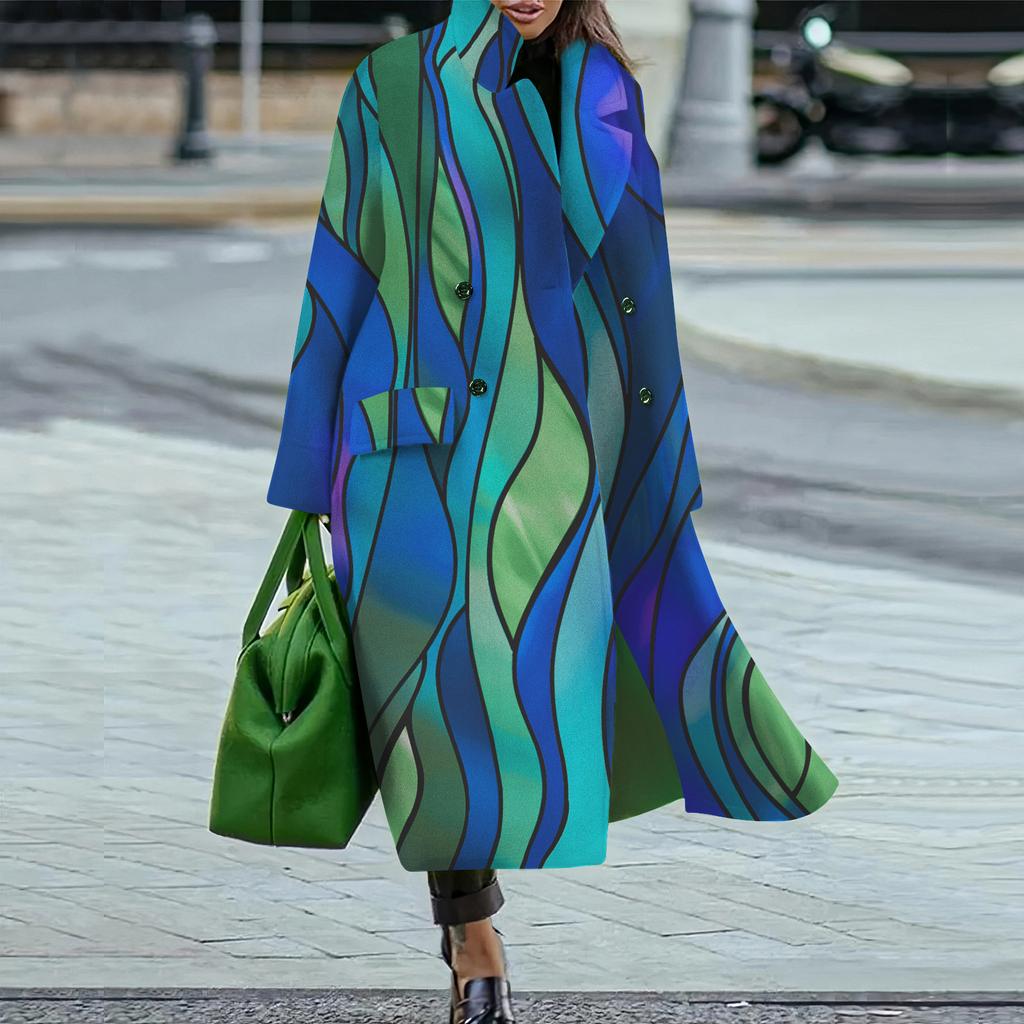 IHUASU Loose Winter Autumn Women's Tweed Jacket Warm Commuter Temperament Coat