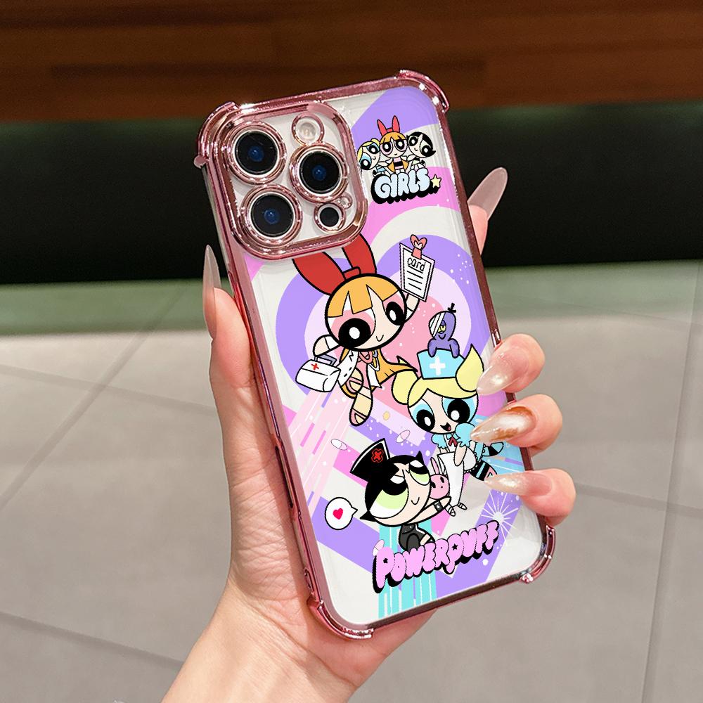 Cool Girl P-Powerpuffs Phone Case for Samsung Galaxy A57 A56 A55 A54 A53 A52 A37 A36 A16 A06 4G 5G Anti-drop Transparent Cover