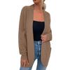 Женская мода Повседневный открытый спереди Длинный рукав Кардиганы крупной вязки Свитера Верхняя одежда Пальто