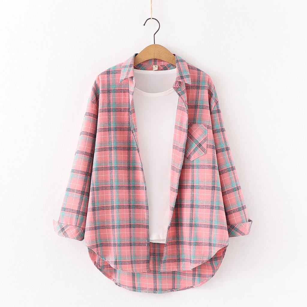 Plaid Shirt Women Loose Plus Size Blouse Female Long Sleeve Blouses Cotton Flannel Casual Shirt Women Tops Blusas