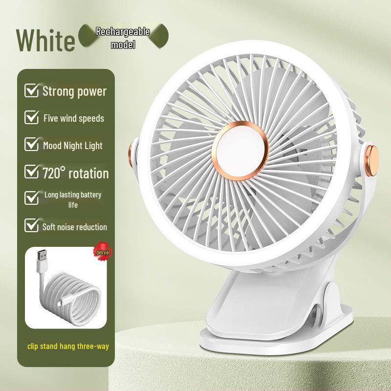 New Rechargeable USB Clip Fan: Wall-Mounted/Desktop for Dorms & Homes