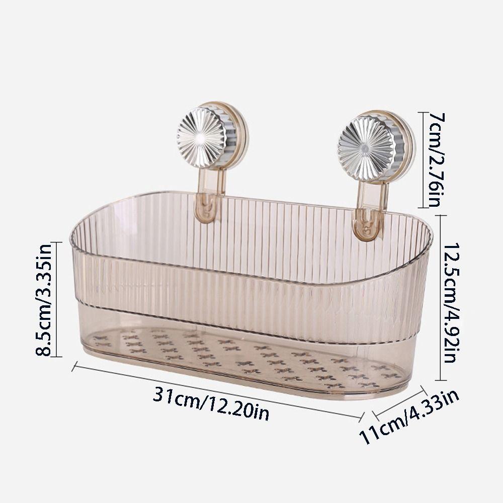 No-Drill Suction Cup Storage Rack Removable Transparent Wall-Mounted Shelf Rack Large Capacity with Drain Hole