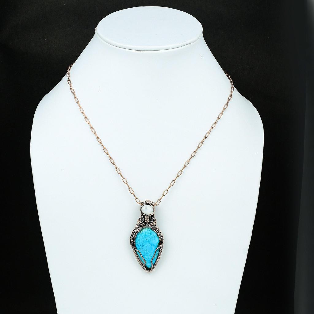 Тибетский бирюзовый медный кулон, медная проволока, завернутая в ювелирные изделия, драгоценный камень, медные украшения, Радужный лунный камень, ювелирные изделия, подарок для мамы, подарок для нее