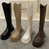 Boots Boots Women's Autumn and Winter New Fleece Thick-soled Wide Big Tube Weight Fat V-mouth Tall Knight Boots
