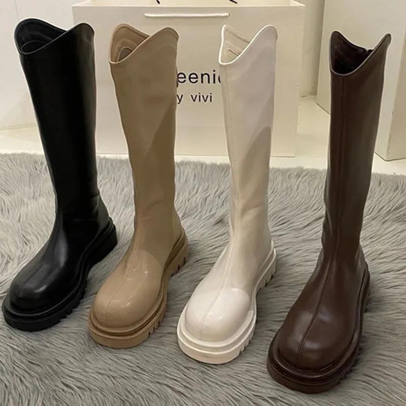 Boots Boots Women's Autumn and Winter New Fleece Thick-soled Wide Big Tube Weight Fat V-mouth Tall Knight Boots