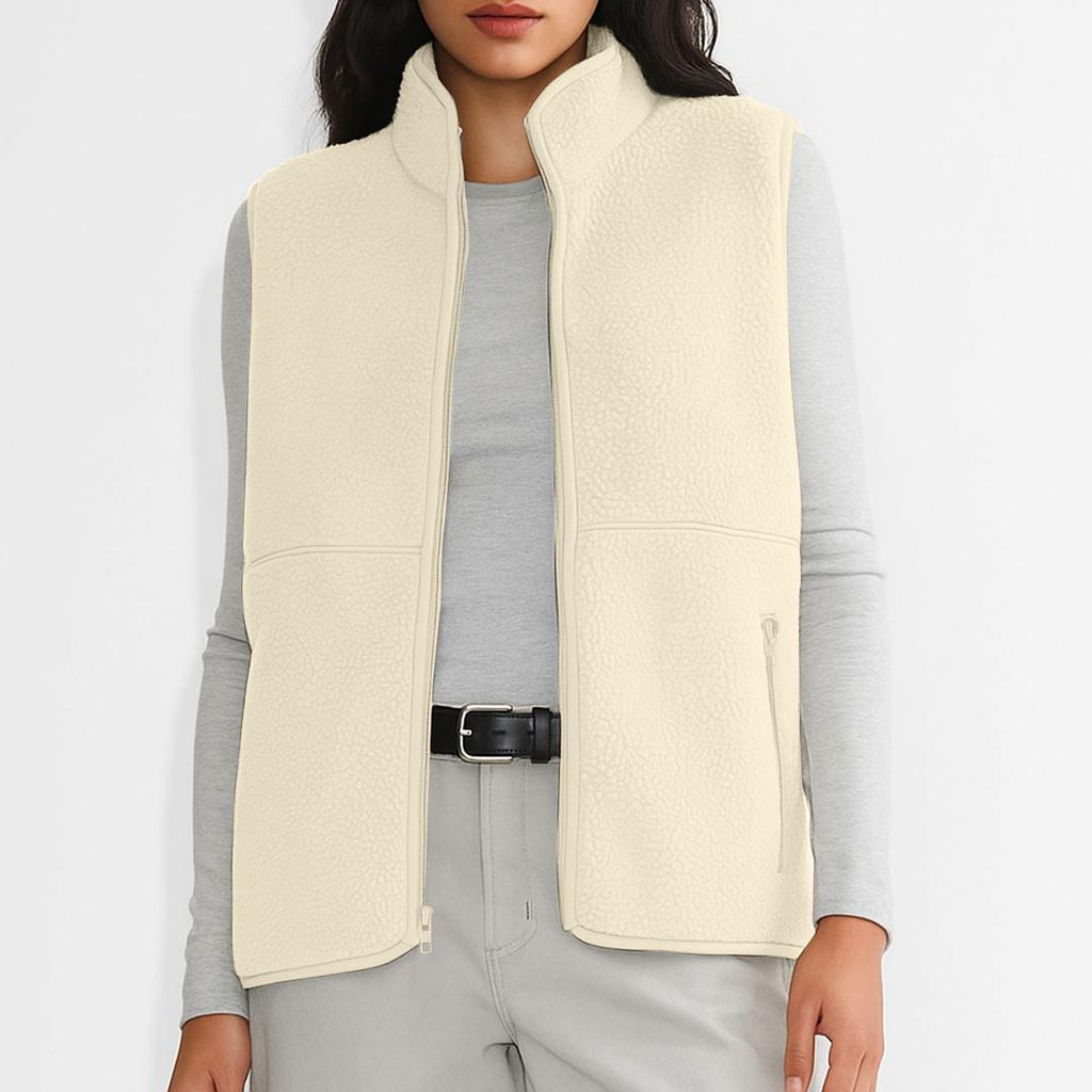 Women's Fashion Warm Sleeveless Vest Zipper Fleece Jacket